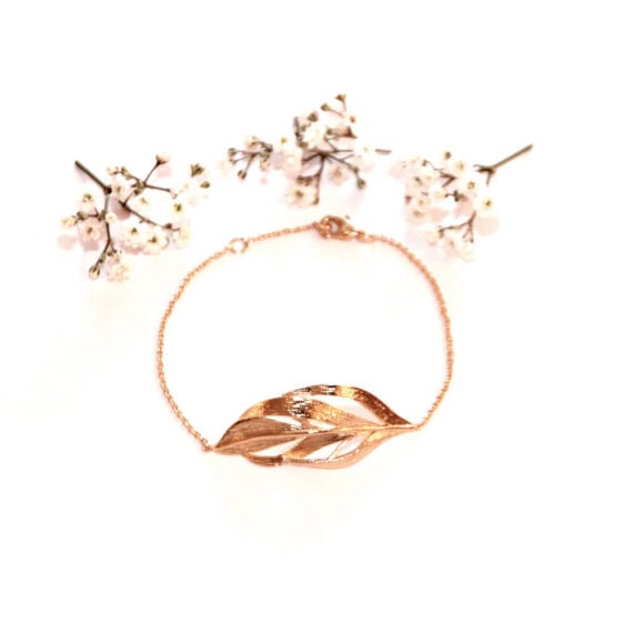 bracelet feuille automne plaque or