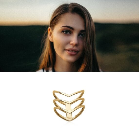 Bague triple chevrons aiako harria