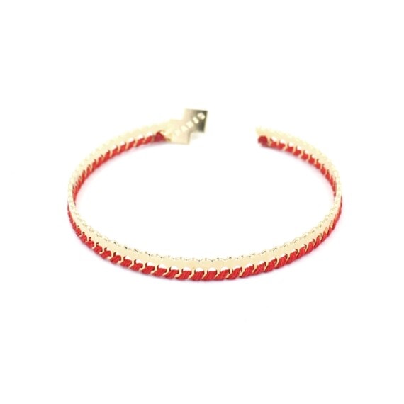 Bracelet de créateur doré et tissé rouge