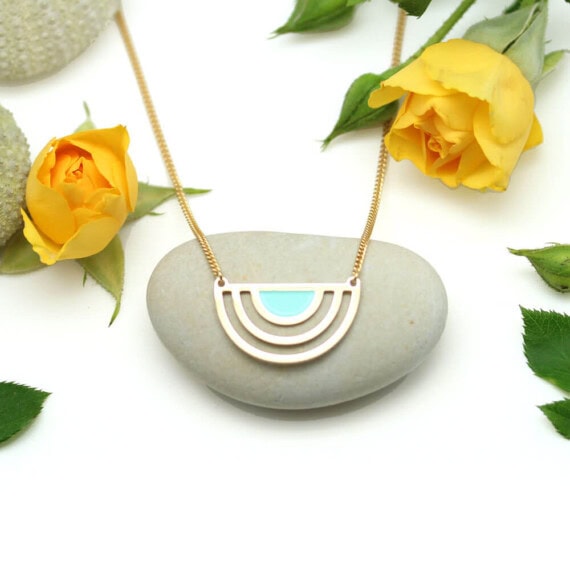Collier fantaisie sunset bleu Anne Thomas chez Poisso Plume