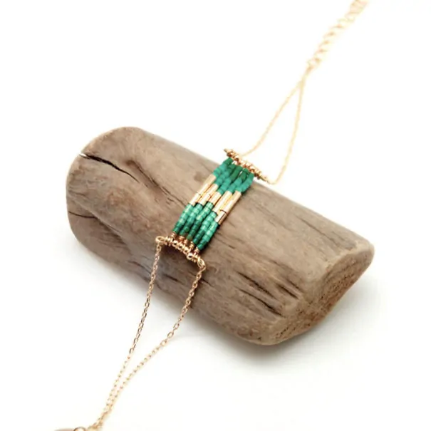 Bracelet Folk vert emeraude de la créatrice Caroline Najman