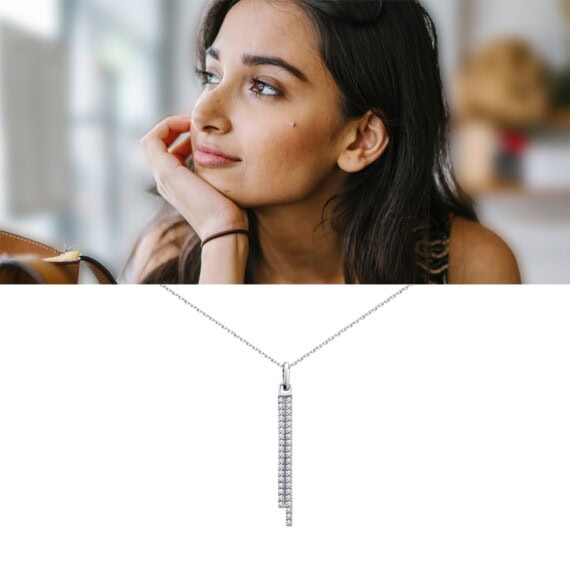 Collier Lnades en argent et brillantes, chez Poisson Plume