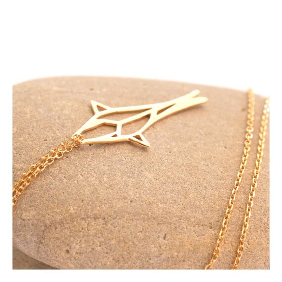 collier pendentif poisson en plaqué or