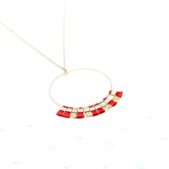 Sautoir Doré et rouge OUréao, chez poisson plume bijoux