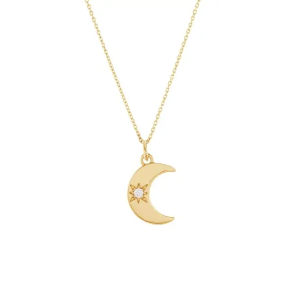 Collier de haute fantaisie avec un pendentif Lune, vendu chez Poisson Plume