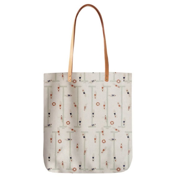 sac en coton et anses en cuir motif nageuses retro de chez Maison Baluchon chez Poisson Plume