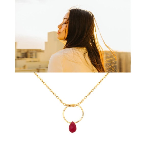 Collier de créateur pendetif pierre jade rose fuschia chez poisson plume bijoux