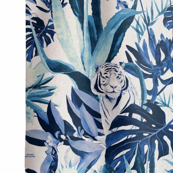 le Tote bag cabas Tigre Bleu de Maison Baluchon en détail, chez Poisson Plume