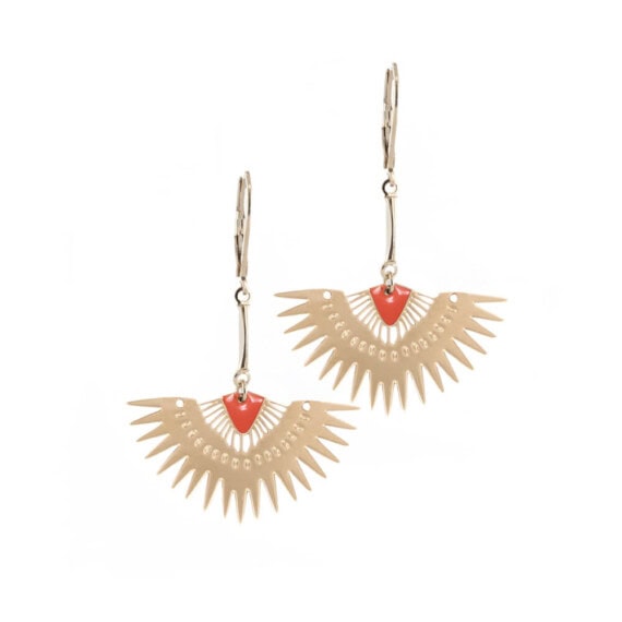 Boucles d'oreilles fantaisie de créatrice corail dorées, made in france, chez Poisson Plume