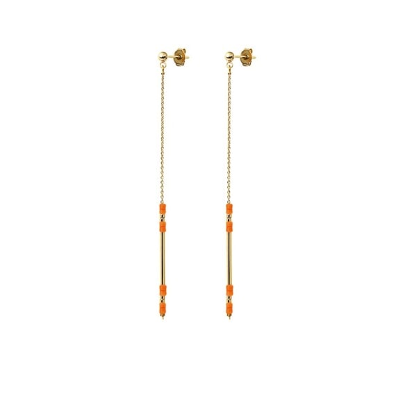 Boucles d'oreilles pendantes Alexandra couleur corail