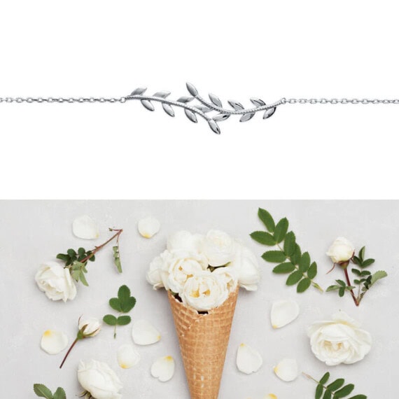 Bracelet leaves en forme de feuilles, argent rhodié. Chez Poisson Plume