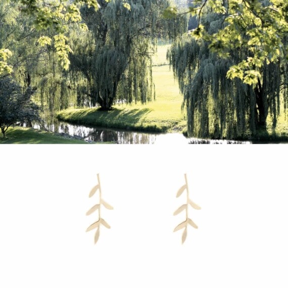 Boucles d'oreilles motif végétal saule chez Poisson Plume
