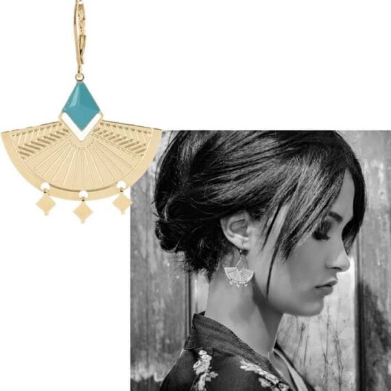 boucles d'oreilles turquoise et doré, chez Poisson plume. Création made in France.