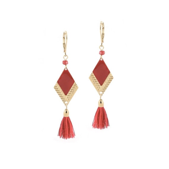 boucles bordeaux pompon dorées à l'or fin
