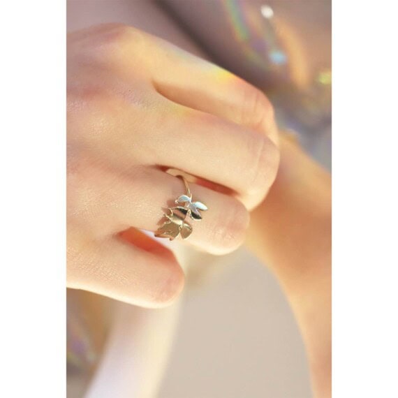 Bague de createur dorée feuille