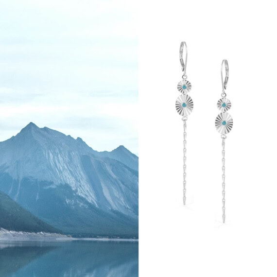Boucle de haute fantaisie Shine, argent et turquoise, chez Poisson Plume