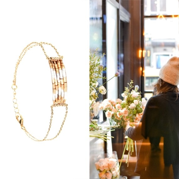 Bracelet de créateur folk bohème champagne haute fantaisie chez poisson plume