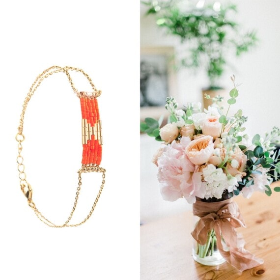Bracelet de créateur folk corail ahute fantaisie chez poisson plume