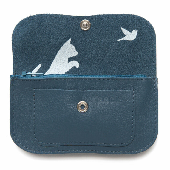 porte monneie en cuir bleu keecie