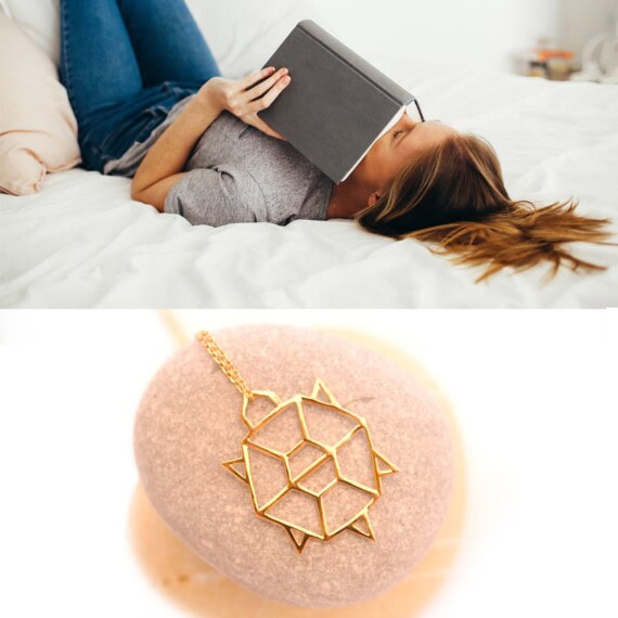 collier femme en plaqué or, pendentif tortue