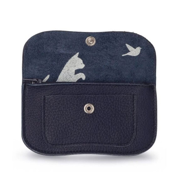 porte-monnaie bleu marine en cuir
