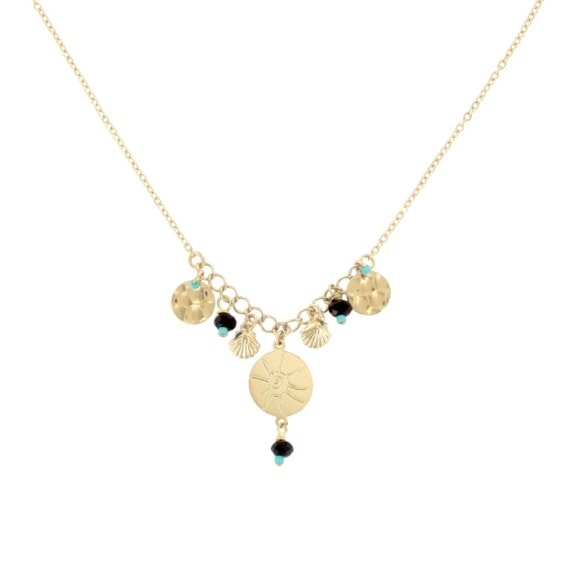 collier de créatrice doré et noir Laëti Trëma chez Poisson Plume bijoux