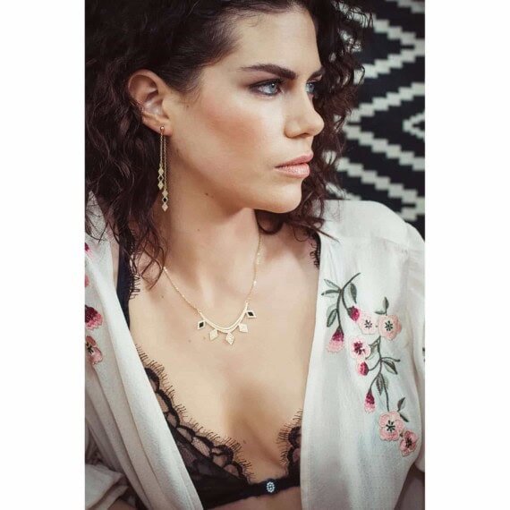 boucles pendantes tazzarine de créateur - doré et noir