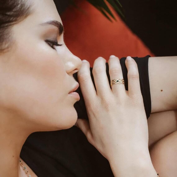 bague dorée et noire Zagora