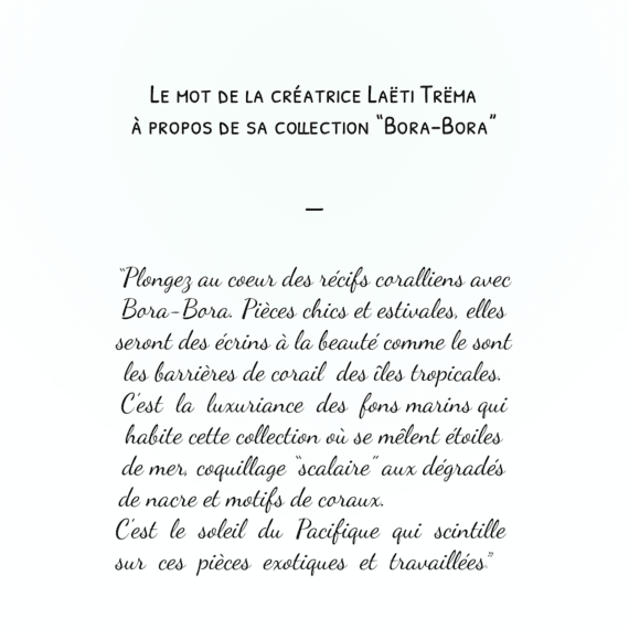 Collection Bora-Bora par la créatrice de bijoux Laëti Trëma