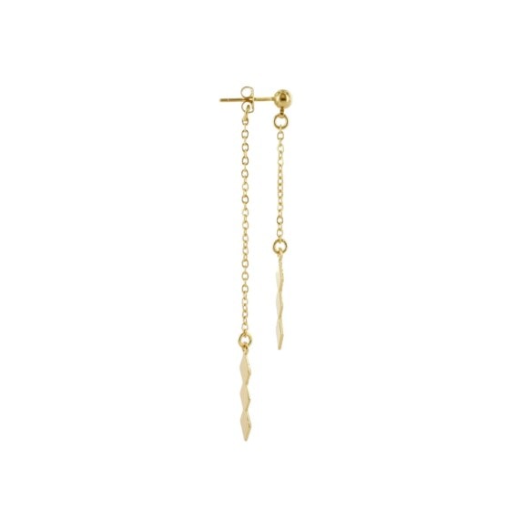boucles d'oreilles doubles pendantes en détail