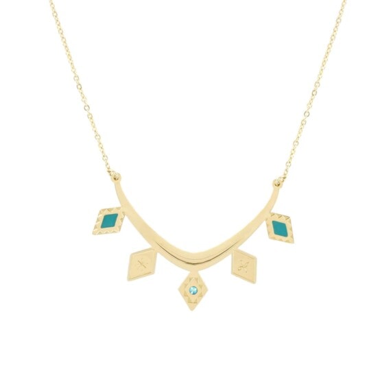 collier doré à l'or fin doré et turquoise