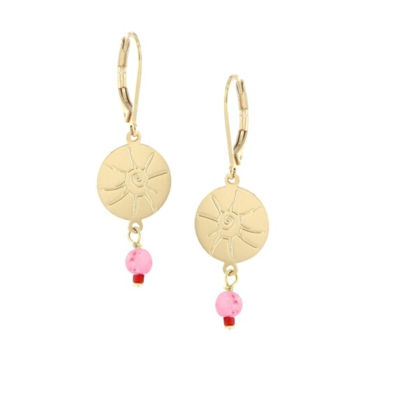 Boucles d'oreilles Fossile Bora-Bora esprit vacances dans le Pacifique, chez Poisson Plume bijoux