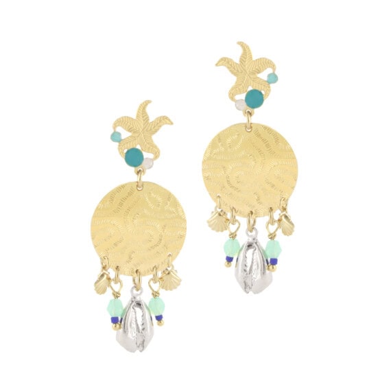 Boucles Ocean vert d'eau Chez Poisson Plume bijoux