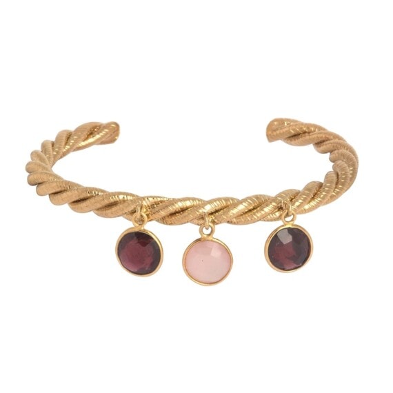 Bracelet jonc torsadé de créateur, Doré à l'or fin