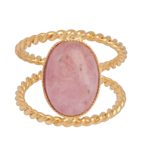 Bague avec quartz rose monté en cabochon de la marque Dear Charlotte