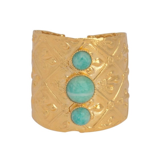 Bague Dear Charlotte dorée avec amazonite. Collection Mekong