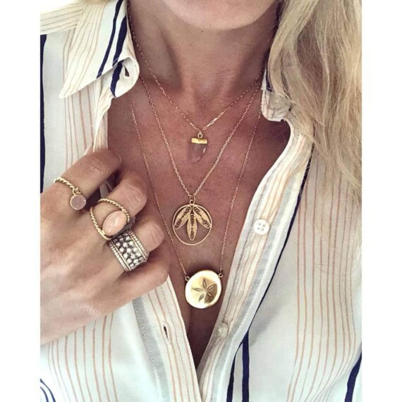 Collier doré à l'or fin Pierre de Lune rose signé Dear charlotte Paris