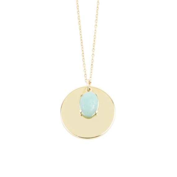 Collier avec pendetif médaille et pieere semi précieuse
