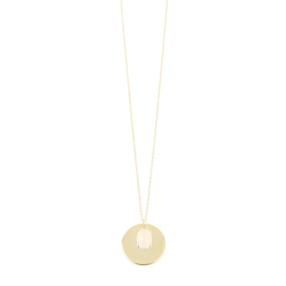 Collier médaille doté d'un quartz rose