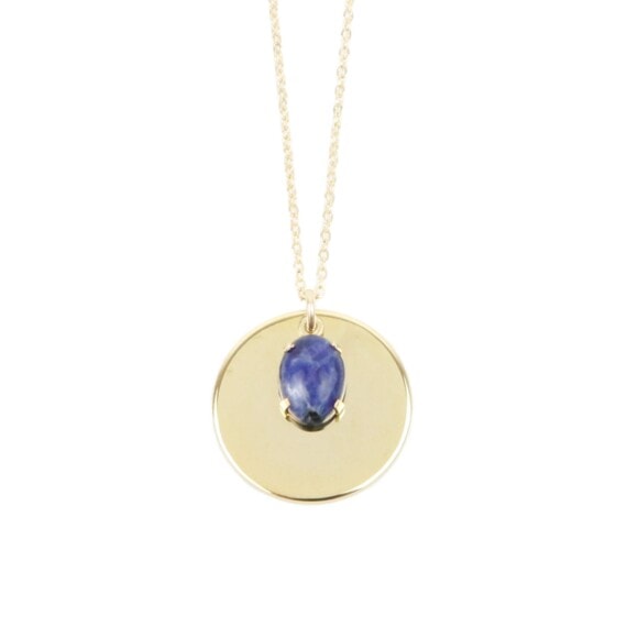 Collier médaille Sunny plaqué or et pierre bleue chez Poisson Plume