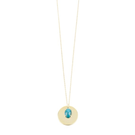 Collier médaille doré l'or fin et turquoise