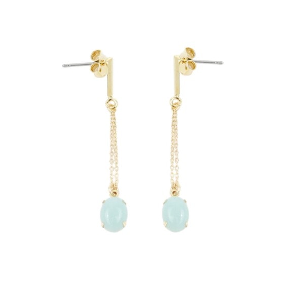 Boucles d'oreilles amazonite et plaqué or, chez Poisson Plume