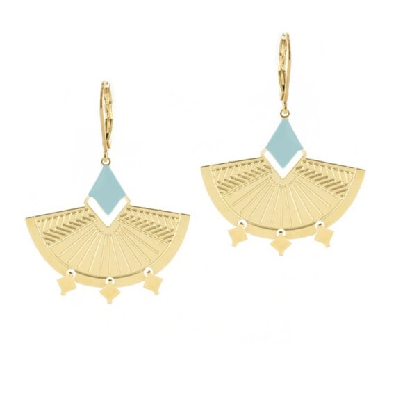 Boucles d'oreilles pendantes dorées et bleues Kaïli