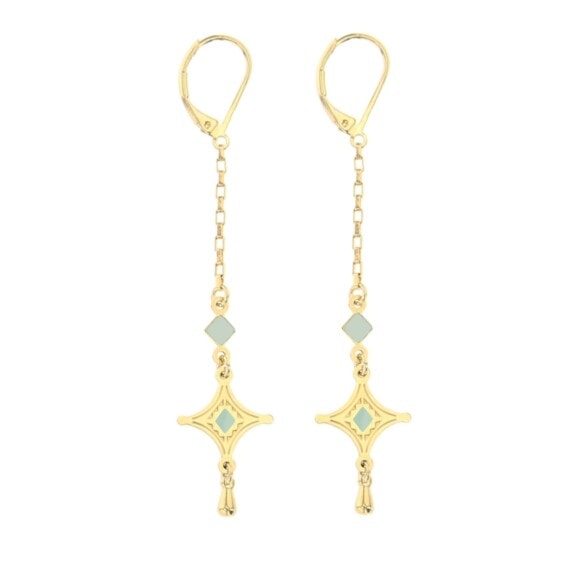 Boucles d'oreilles de créateur en forme d'étoile - doré et bleu