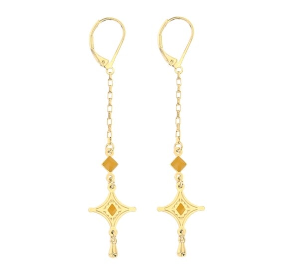 Boucles pendantes Talisman de créateur jaunes en forme d'étoile