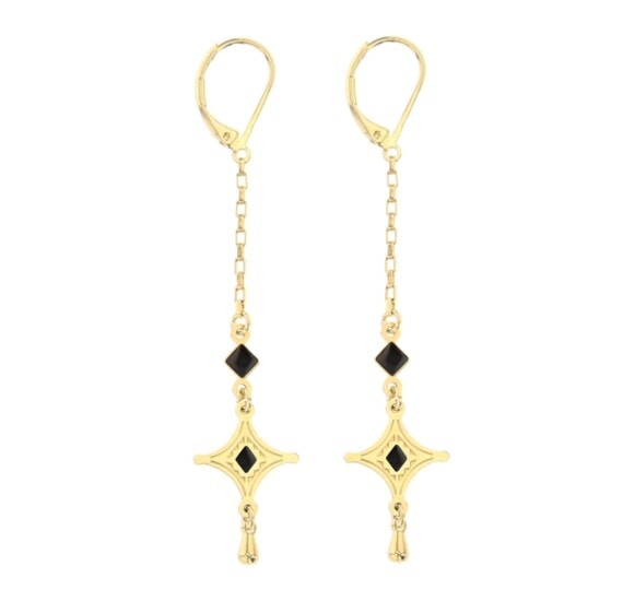 Boucles longues de créateur Talisman - doré et noir