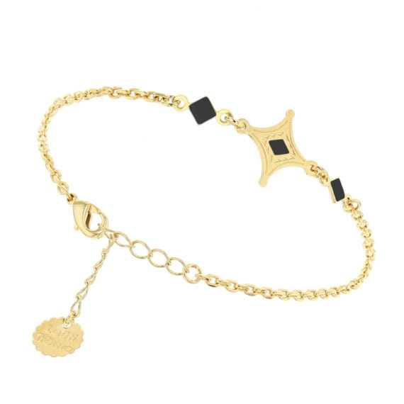 Bracelet fin de créateur étoile doré et noir