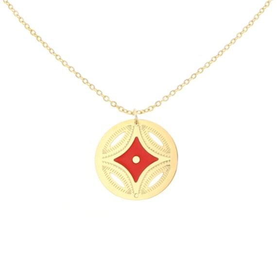 Collier médaille doré à l'or fin de la créatrice Laëti Trëma. Disponible chez Poisson Plume
