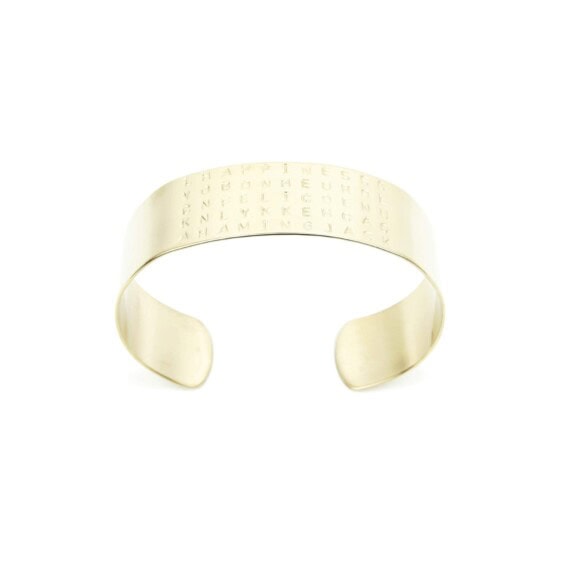 Bracelet doré à l'or fin et gravé du mot bonheur dans différentes langues, chez Poisson Plume