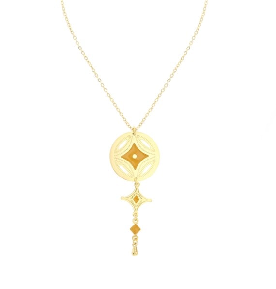 Collier médaille doré à l'or fin et jaune, nommé "Caravane"